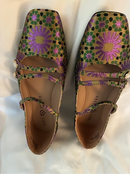 Katy Perry Collections Shoes - Katy Perry Collections Green and Purple Floral Double-Strap Mary Jane Flats